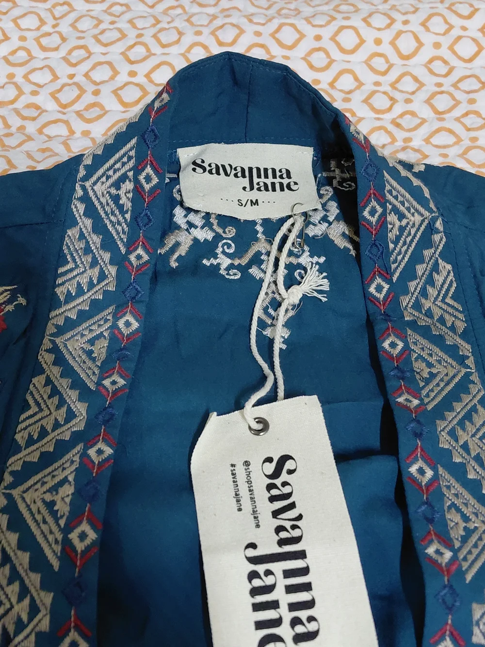 Savanna Jane Teal Embroidered Floral Kimono Robe #B37